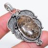 Turritella Fossil Handmade 925 Sterling Silver Jewelry Pendant 2.36" D2Q50