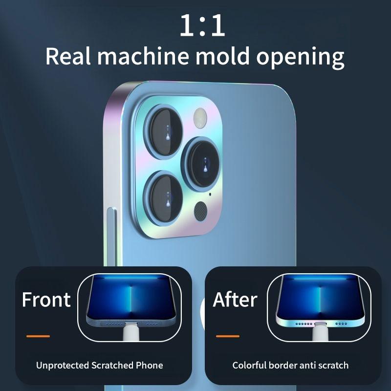 Для iPhone 16 Pro Max 16e 15 Pro Max 14 Pro Max 13 Plus 13 Mini 12 Pro Max светящаяся в ночи рамка-наклейка пленка + защита объектива камеры