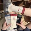 Милые мультяшные носки с вышивкой в стиле колор-блок для детей, до колена, махровые, из чистого хлопка