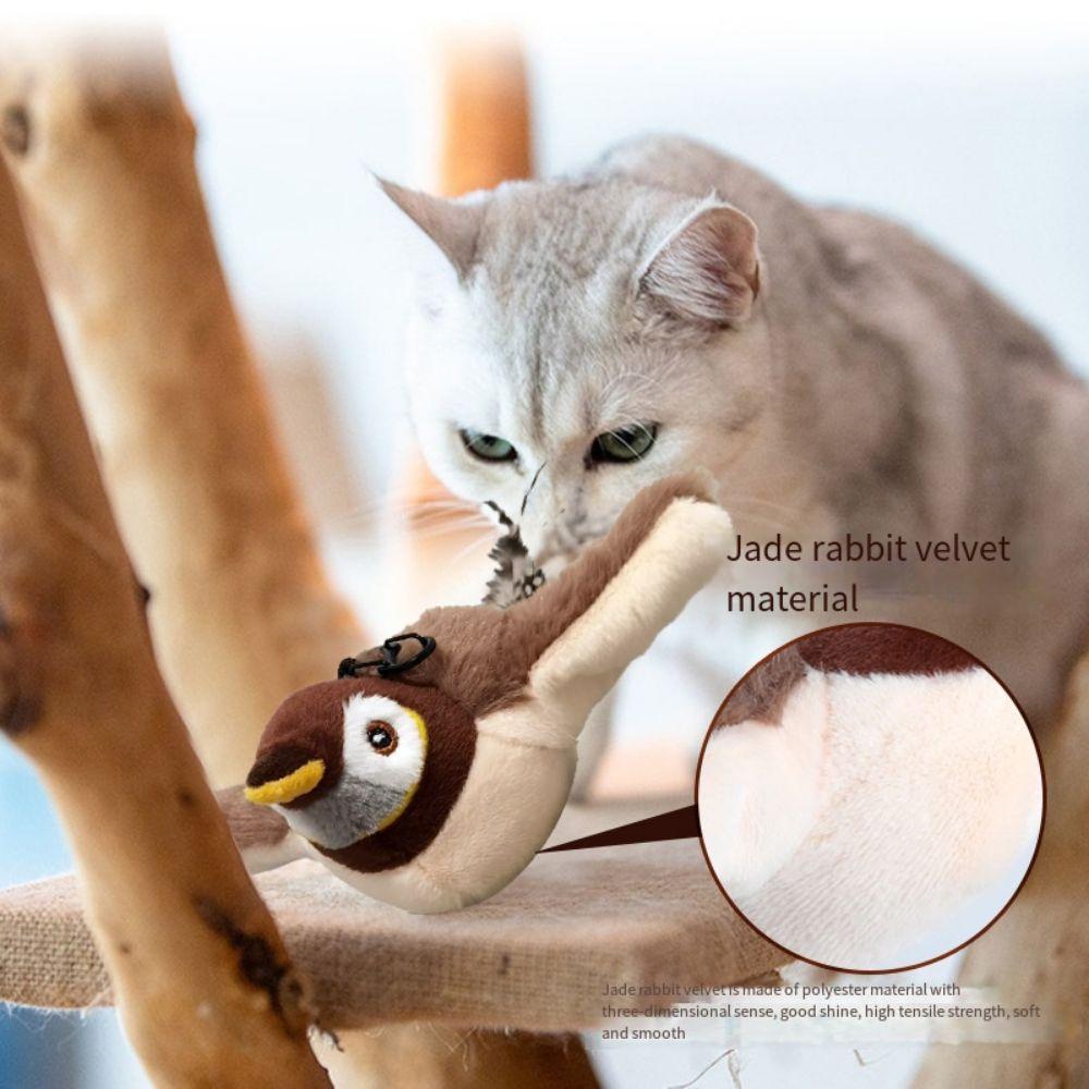 USB Rechargeable Cat Toys with Cat Mint Plush Flapping Bird Cat Toys Indoor Cats