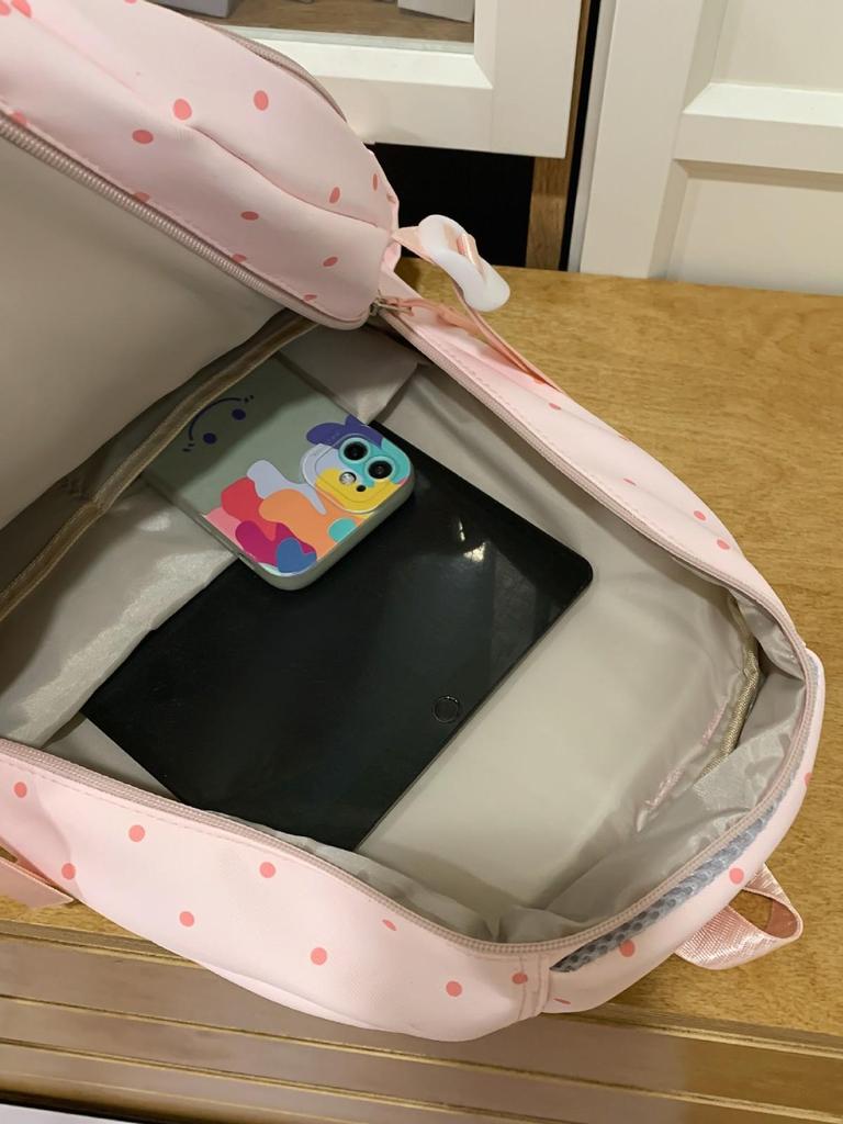 Рюкзак в горошек для студентов: Большая вместимость, Повседневный, для школы и прогулок