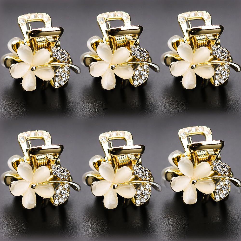 Small Hair Claw Clips, Opal Rhinestone Hair Clamps, Grip Crystals for Thick, Thin, Long or Short Hair