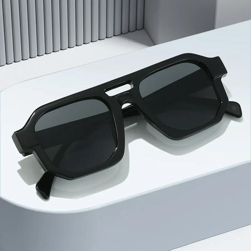 Double Bridges Square Women Gradient Purple Multicolor Sunglasses Fashion Frame Men Retro Punk Sun Glasses Shades UV400