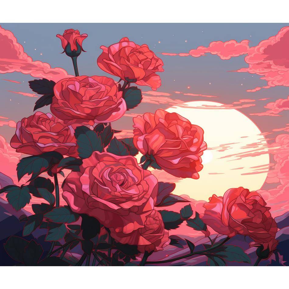 RUOPOTY Рамка Diy картина по номерам комплект лунная роза рисунок рисунок раскраска по номерам ремесленные изделия для украшения дома