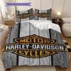 Постельное белье с культовым мотоциклетным наследием Harley-Davidson(1 пододеяльник + 2 наволочки, без наполнителя) Комплект постельного белья Пододеяльник и наволочка