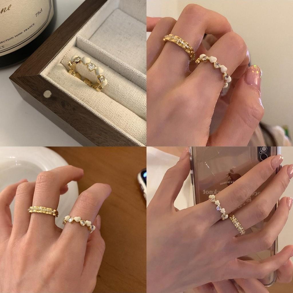 Elegant Heart Design Open Ring For Women Crafted From Durable Copper With Zircon Stone