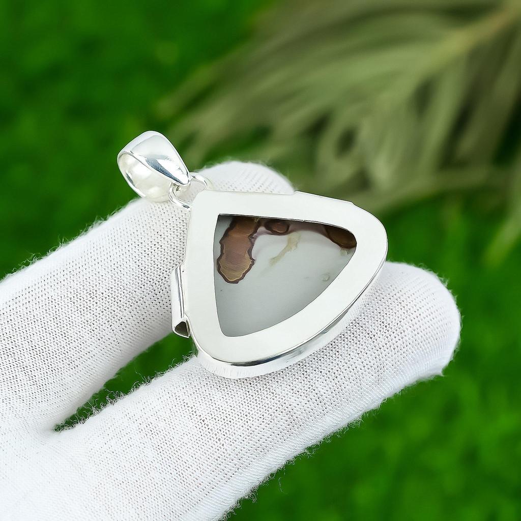 Mothers day Sale Natural Coffee Bean Jasper Garnet Sterling Silver Wife Pendant