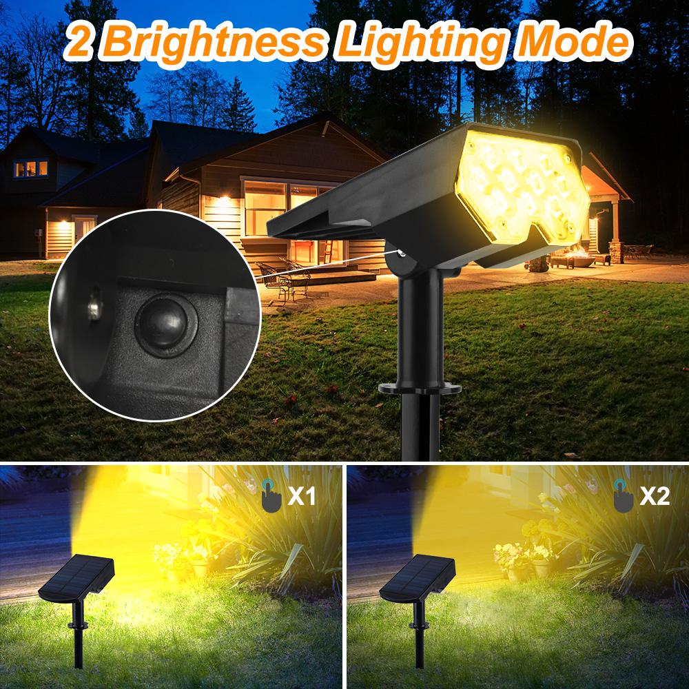 Solar 1PC Spot Light 20LED Outdoor Garden Solar Landscape Spotlights IP65 Waterproof 2 Mode Wall Light Door Backyard Garage