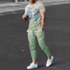 Летняя мода, новые мужские брюки, спортивный комплект, 3D-принт, полосатая футболка с коротким рукавом + брюки, комплект из 2 предметов, мужской спортивный комплект