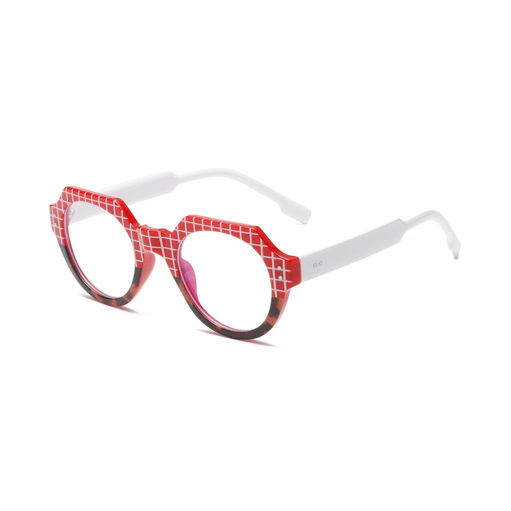 Fashion Plaid Frame Anti-Blue Flat Mirror, Street Shot High-End Plain Glasses Frame