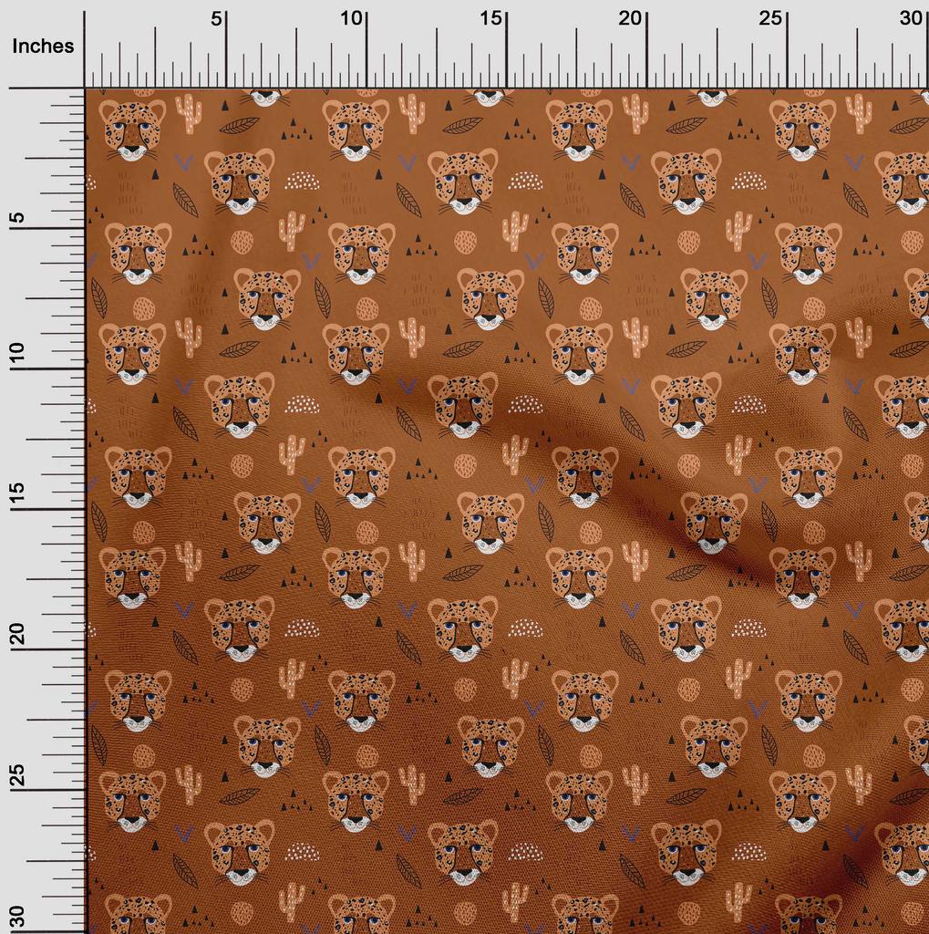 oneOone Cotton Flex Brown Fabric Kids Animal Diy Clothing Quilting Fabric Print Fabric By Yard 40 Inch