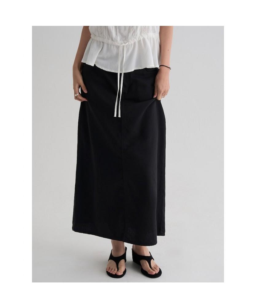 8SECONDS Lightweight Denim Maxi Skirt Black