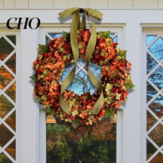 Premium Quality Seasonal Wreath Artificial Fall for Front Door Rustic Hydrangea Floral High-quality Christmas with Bow Thanksgiving Harvest