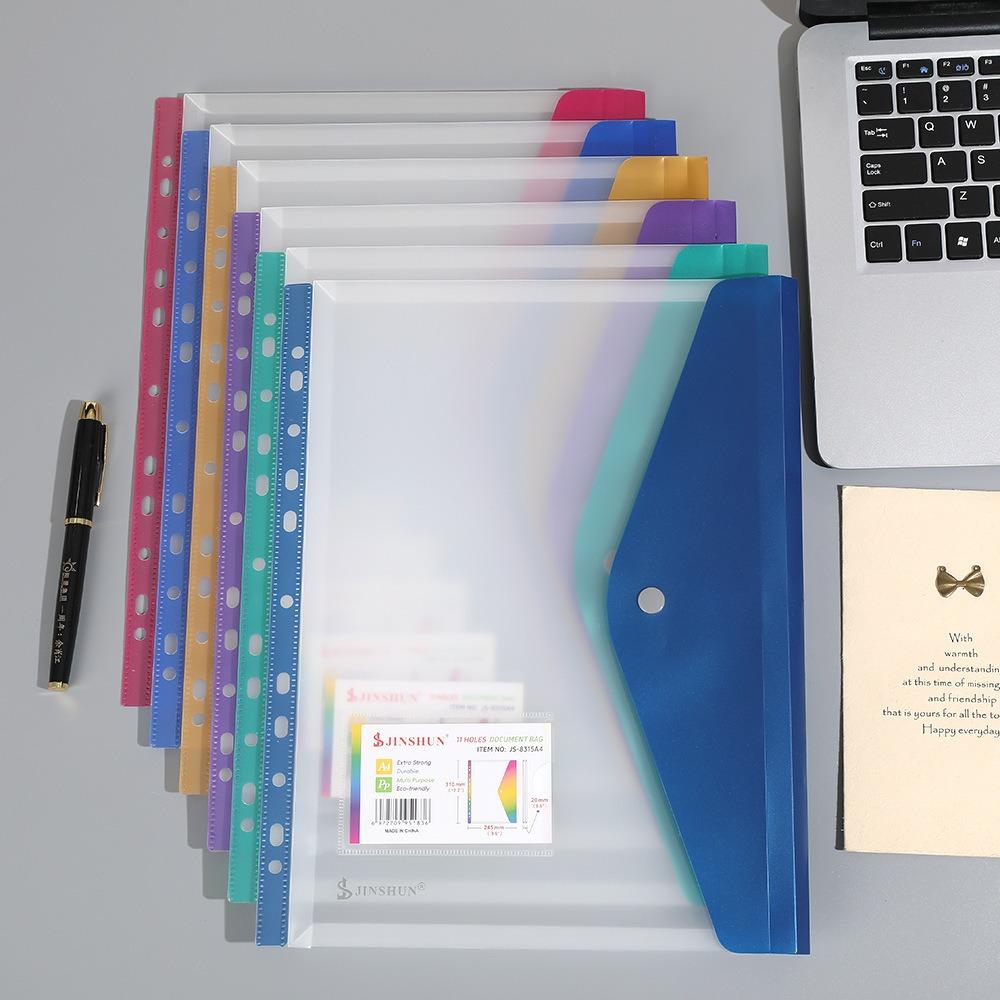 6 Pcs PP Binder Folders A4 Punched Pockets Perfect Label Loose-Leaf School