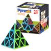 Carbon Fiber Magic Cube 3x3 Transform Pyramid Tetrahedron Triangle 4 Faces Puzzles Professional Educational Logic Toy Game