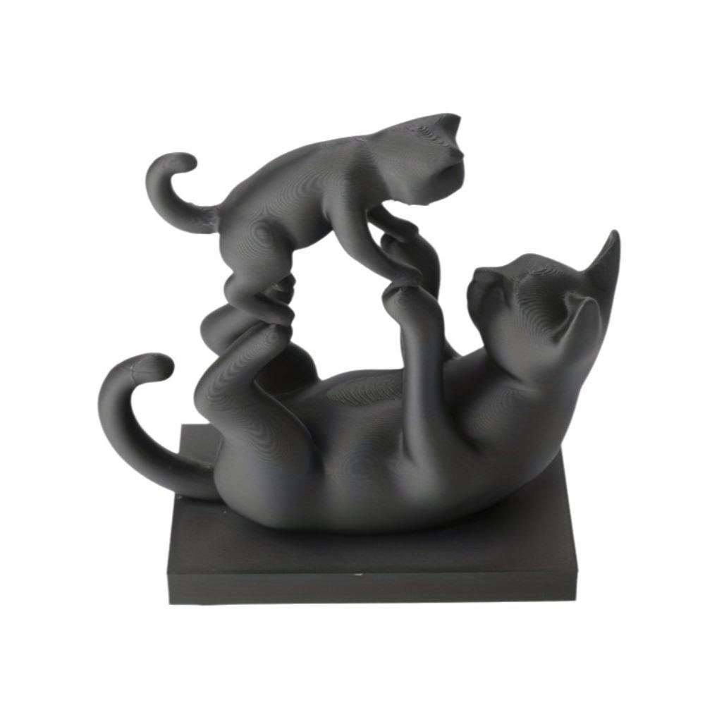 3D Print Parent Child Cat Statue Minimalist Cat Desktop Ornament Gift for Cat Lovers