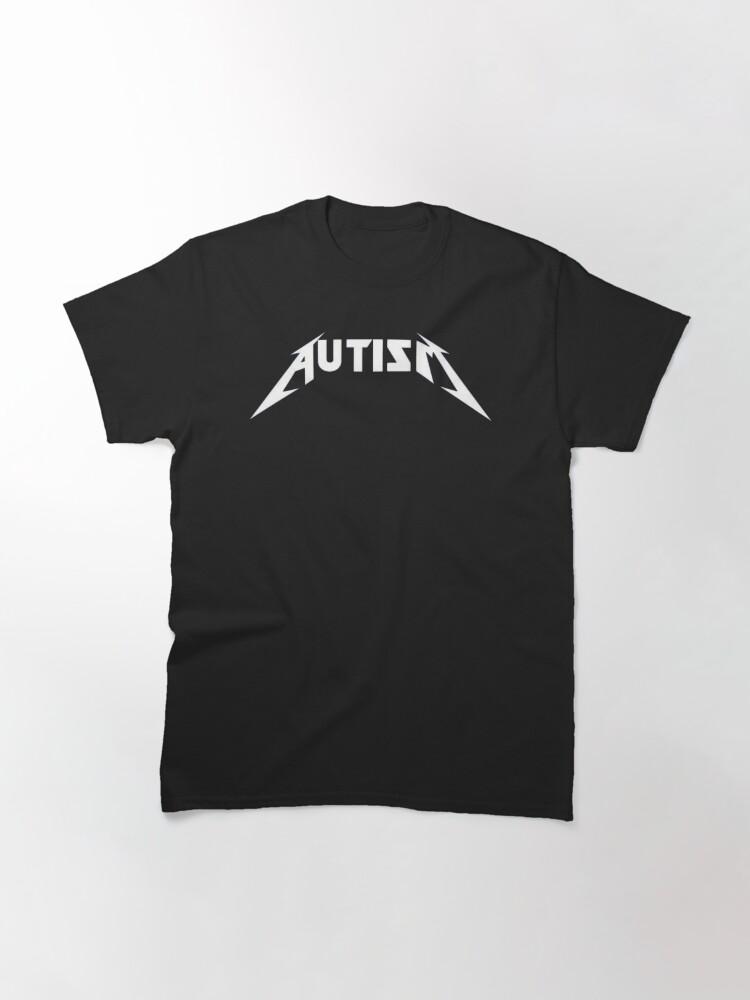 Классическая футболка с металлическим шрифтом "Аутизм"
