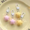 1 Pcs Cute Yellow Pink Stars Keychain Pendant Keyring For Girls Backpack Charm Headphone Case Accessory Creative Gifts