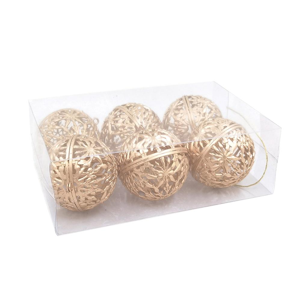 6Pcs Glittering Hollow Christmas Ball Ornament 55mm Shatterproof Decorative Baubles For Christmas Tree Decorations