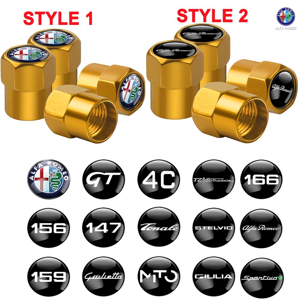 4PCS Car Tire Valve Caps Tyre Dust Cover Styling For Alfa Romeo Giulia Giulietta 159 Brera 4C TZ3 Duetto GT Mito Car Accessories wzvc44