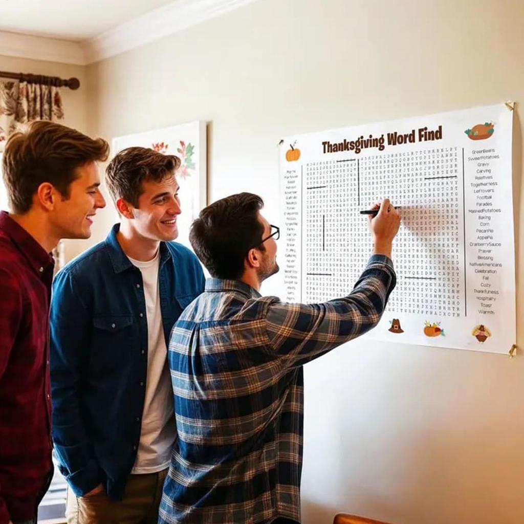 Giant Thanksgiving Word Search Poster 36"x24" Wall Game Giant Thanksgiving Poster For Christmas Word Scavenger Puzzle Decor