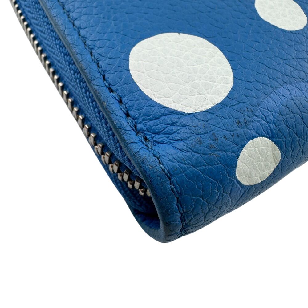 LOUIS VUITTON M81954 Zip Around LVxYK Yayoi Kusama collaboration Monogram Ann Platt Infinity Dot Zippy Wallet Purse blue Monogram Ann Platt Women Used