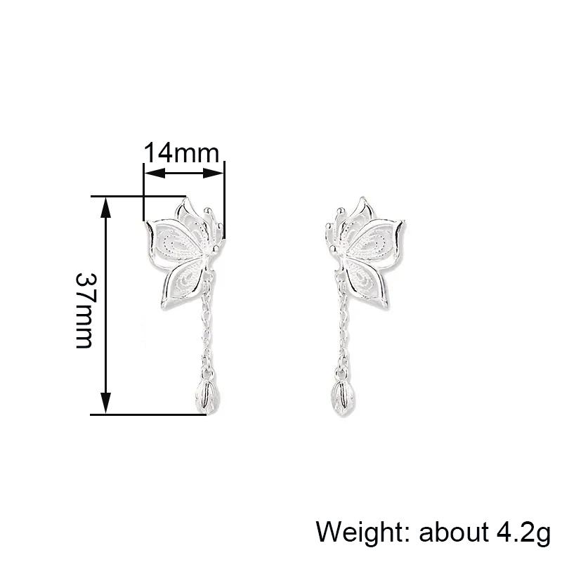 Xiaomi Huitan Aesthetic Silver Color Hollow Butterfly Drop Earrings for Women Elegant Party Wedding Trendy Holiday Animal Metal Jewelry