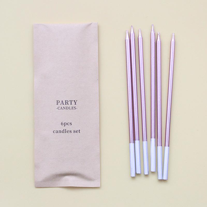 Birthday Candles Plastic-free 6 Straight Gold-plated Multi-color Party Decoration Rainbow Candles