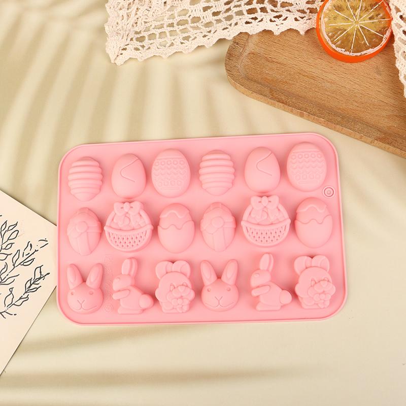 Easter Handmade Soap Mold Silicone Mold Easter Rabbit Bunny Colored Egg Mould For Diy Baking Jelly Pudding Chocolate Cake Tool