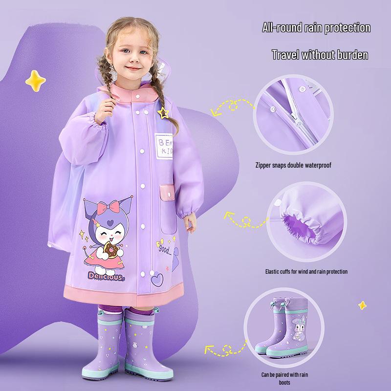 Детский плащ-пончо Bemei из ЭВА - Новый стиль для девочек, с местом для школьного рюкзака, цельный для детского сада и школы