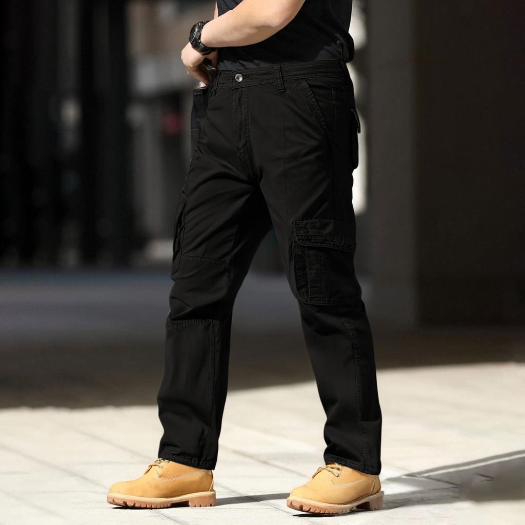 Men's Cargo Pants - Cotton Loose-Fit Comfortable Straight-Leg Multi-Pocket Trousers
