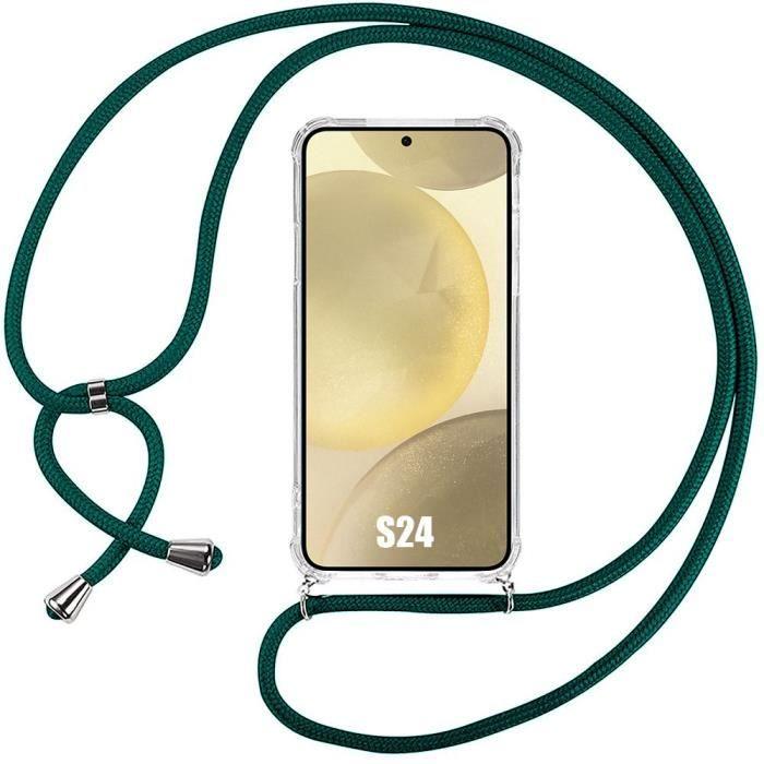 Protective Case - Booling - for Samsung Galaxy S24 - Shockproof TPU - Transparent - Night Green Lanyard
