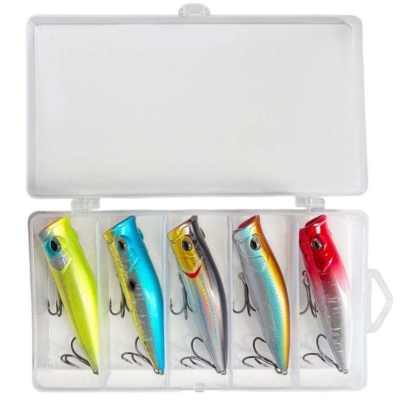 5pcs Topwater Popper Lure Set Small Game Fishing - 9cm 10.5cm ABS Floating Surface Walker
