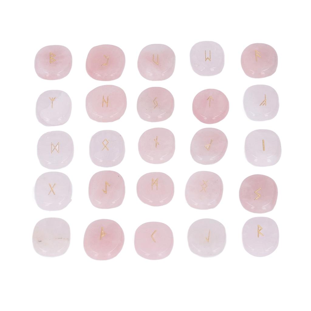 25 Pcs Natural Rune Stones Set Smoother Polished Engraved Meditation Stones Set for Divination