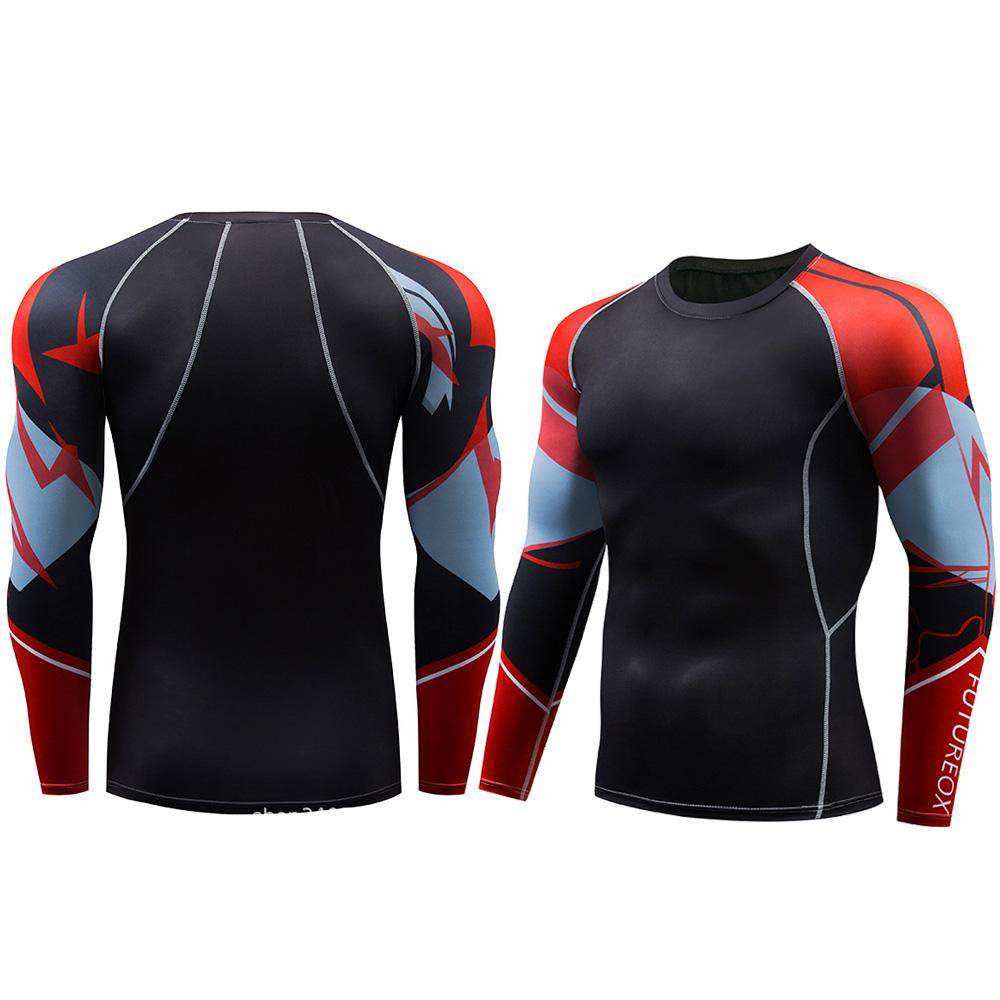 Спортивная одежда, мужские костюмы для фитнеса, дышащая одежда, спортивные колготки с длинными рукавами для бега, большие размеры M-XXXL