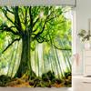 Modern 3D Printing Forest Shower Curtain Green Plant Tree Landscape Bath Curtain With Hooks For Bathroom Waterproof Scenery