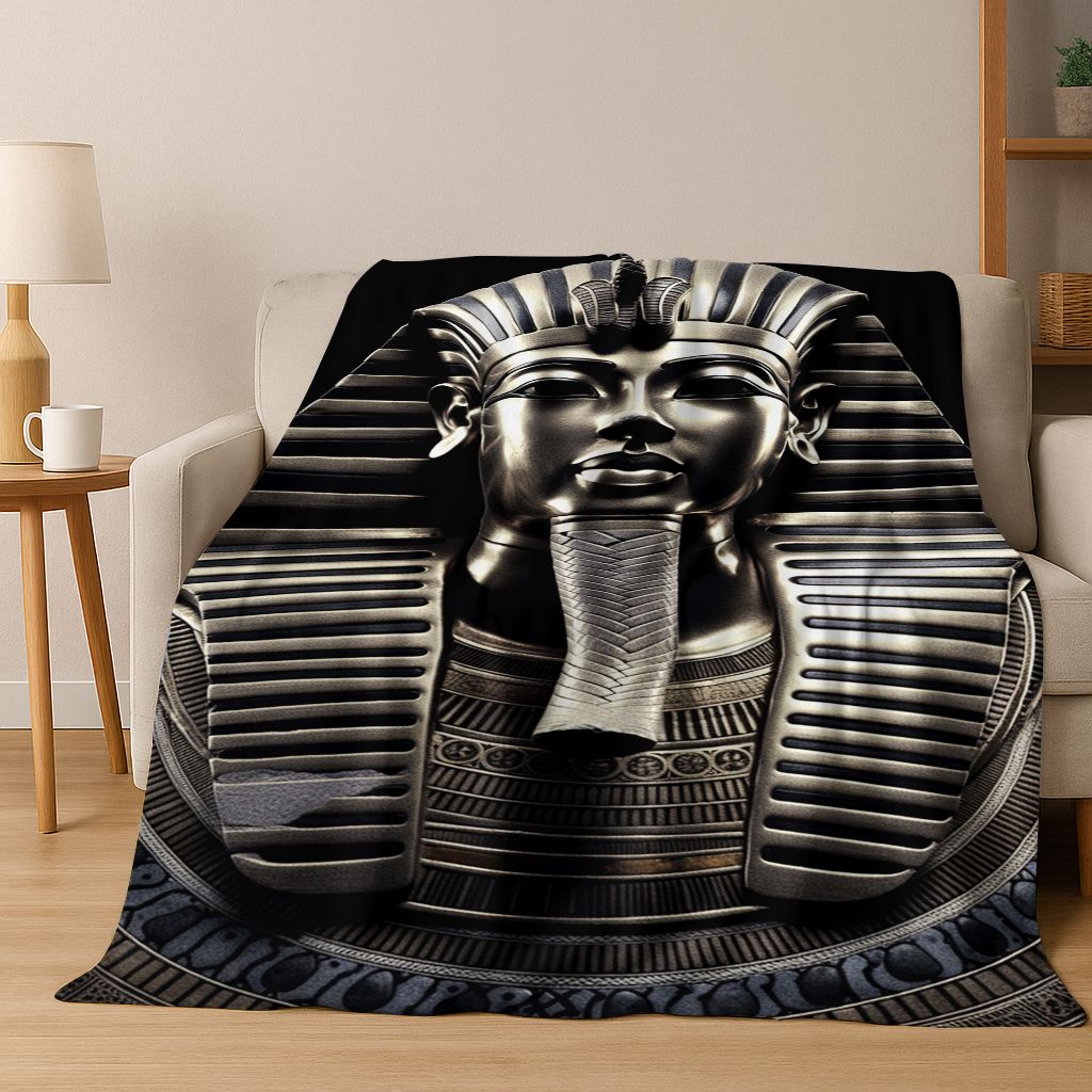 Ancient Egyptian Gods Dead Anubis Pharaoh Tutankhamun Mask Flannel Blanket,Cozy Soft Throw Blanket for Home Bedroom Bed Sofa Kid