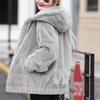 Thickened Fleece Hooded Jacket Women's Mid-Length Winter New Style Korean Loose Long Sleeve Trendy Rabbit Fur Simulation Sweatsh
