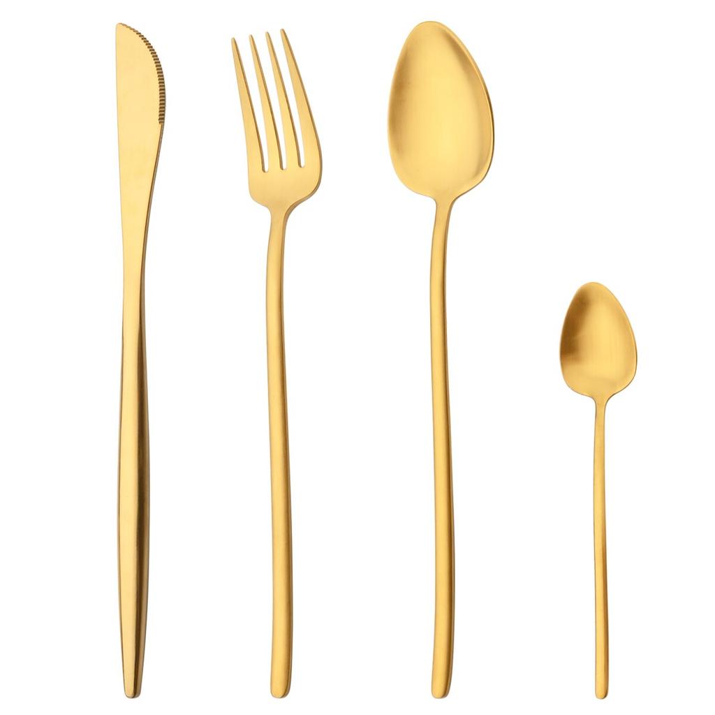 Matte Gold Stainless Steel Dinnerware Cutlery Set Dinner Knife Forks Coffee Spoon Silverware Kitchen Flatware Tableware Sets