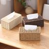 Large Capacity Woven Tissue Box Imitation Rattan Tissue Storage Organizer  Dining-table