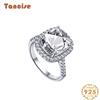 Tancise Women Classic 925 Sterling Silver  Zircon Ring Ladies Jewelry Wedding Promise Party Gift