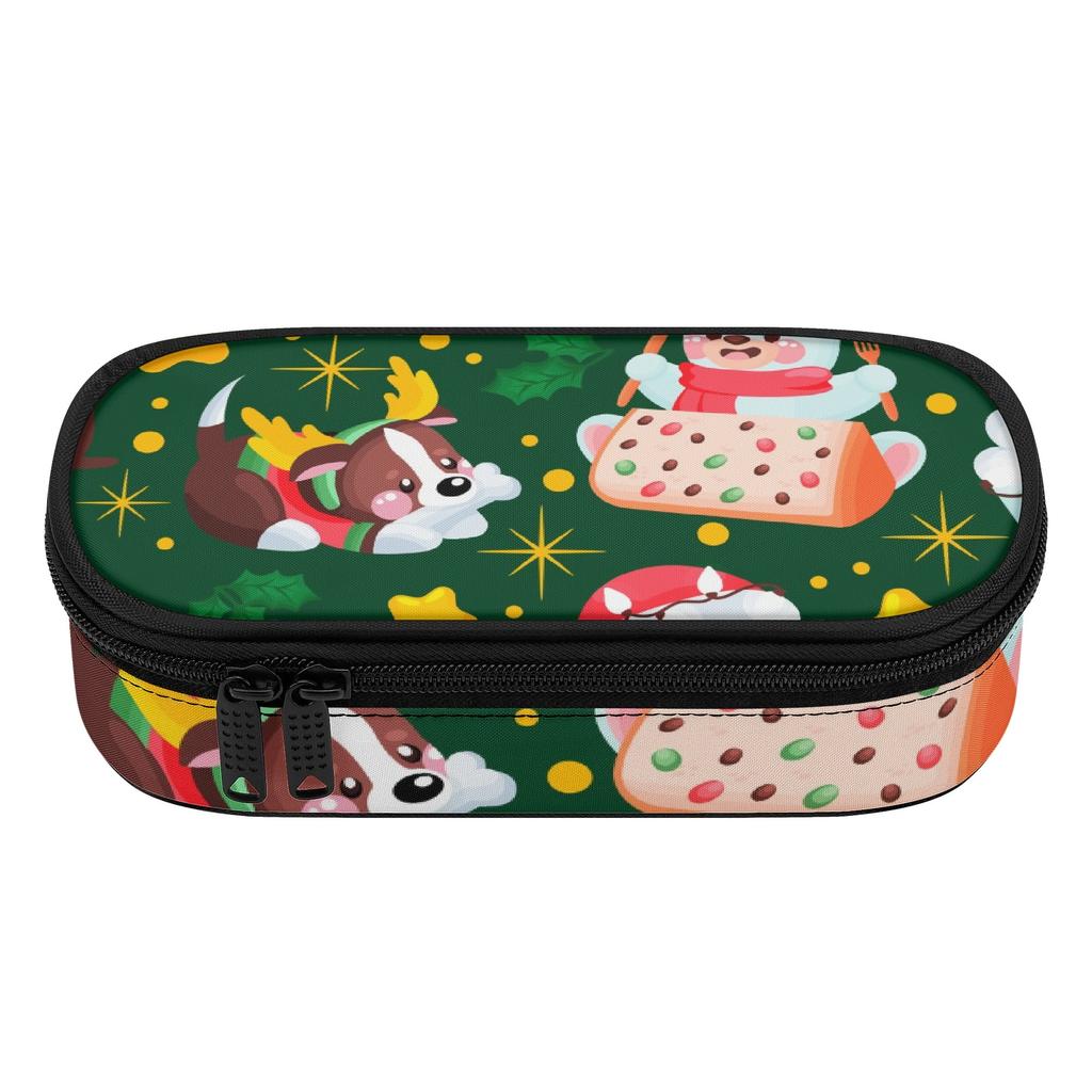 Pencil Bag Practical Durable 300D Polyester Smooth Zipper with Main Compartment Mesh Pocket and Pen Slots for Teens and Students