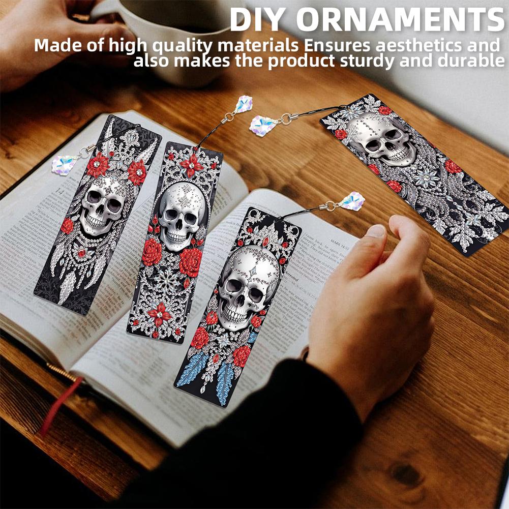 8Pcs Diamond Painting Art Bookmarks Colored Patterns DIY Diamond Painting Bookmark with Crystal Pendants for Reading Enthusiasts