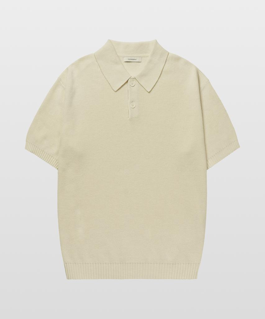 MANNERGRAM Textured 100% Cotton Polo Short Sleeve Knit Cream