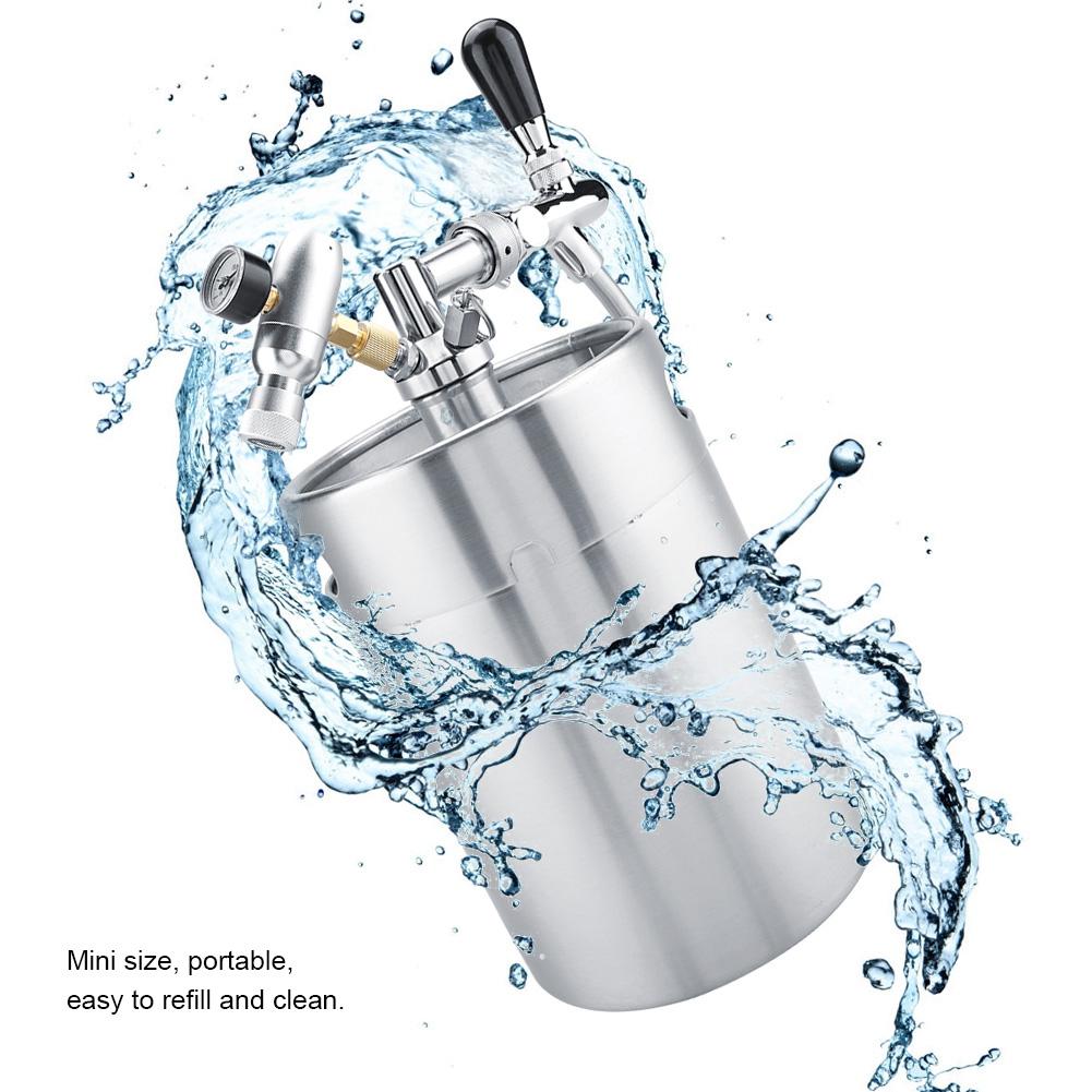 5 л Мини-кег из нержавеющей стали с краном, комплект для домашнего пивоварения и разлива крафтового пива под давлением