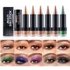2 в 1 Пуля Перламутровые Тени для век Карандаш-заостренная подводка для глаз Карамельно-коричневый Черный Тени для век Макияж Шелковистые Гладкие Водостойкие Стойкие Тени для век