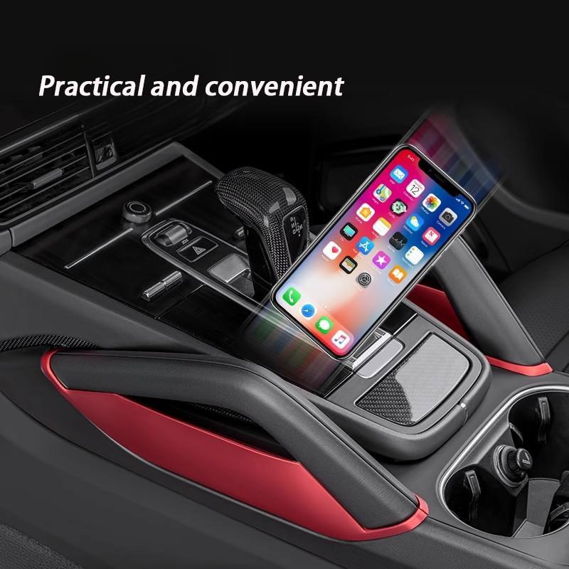 WIRP3 Car Center Console Gap Storage Box Phone Key Auto Armrest Organizer For Porsche Cayenne 2018 2019 2020 2021 2022 2023 2024 2025