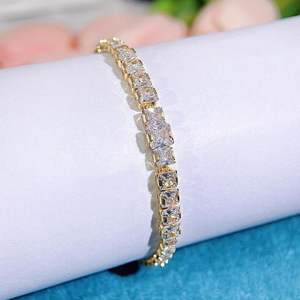 CMM Korean-Style Elegant Temperament Women's Jewelry High-Quality Metal Accessories Shiny Zircon Tennis Bracelet