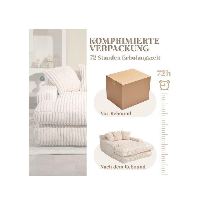 Диван-кровать - MUVOE - Современный - Вельвет - 3 подушки - 1 место - Бежевый