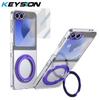 KEYSION Вращающийся на 360° магнитный чехол-подставка с кольцом для Samsung Galaxy Z Flip 6 5 5G Прозрачный чехол для телефона с защитой экрана